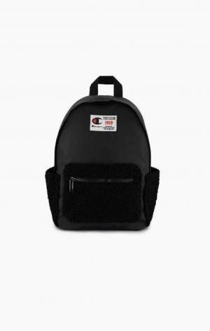 Champion 1919 Logo Teddy Backpack Tasker Herre Sort | 6912-WRFJU