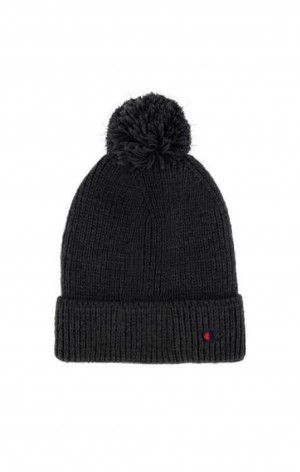 Champion C Logo Marl Bobble Beanie Hat Hatte Dame Sort | 1765-DPJOV