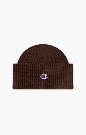 Champion C Logo Patch Recycled Beanie Hat Hatte Dame Brune | 1047-HXWSY