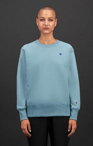 Champion C Logo Reverse Weave Sweatshirt Sweatshirts Dame Turkis Blå | 5128-BXCGK