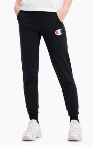 Champion C Logo Ribbet Cuffed Joggers Joggingbukser Dame Sort | 2341-XROCF