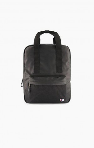 Champion C Logo Veganske Læder Backpack Tasker Herre Sort | 2538-SJEYF