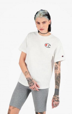 Champion C Patch Maxi T-Shirt T Shirts Dame Hvide | 0561-TESLK