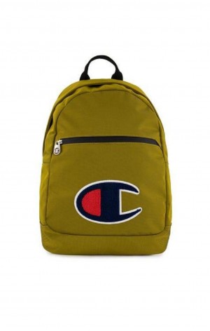 Champion Chenille C Patch Faux Læder Backpack Tasker Herre Guld | 3520-VNSWU