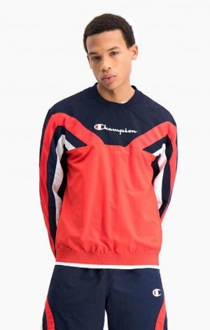 Champion Colour Block And Stripe Track Sweatshirt Sweatshirts Herre Rød | 7152-VXRCN