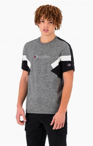 Champion Colour Block Insert T-Shirt T Shirts Herre Mørkegrå | 3698-JZQTF