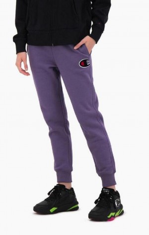 Champion Contrast Cuff Fleece Velvet C Joggers Joggingbukser Dame Lilla Olivengrøn | 8034-JQHAM