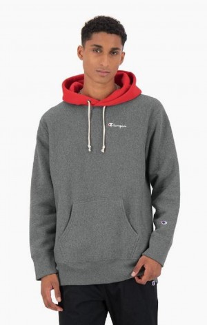 Champion Contrast Hood Reverse Weave Hoodie Hættetrøje Herre Mørkegrå | 2096-MEYQP