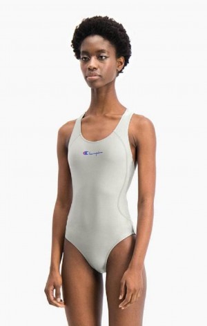 Champion Cross Back Scoop Neck Swimsuit Badetøj Dame Lysegrå | 0761-ZVOXP