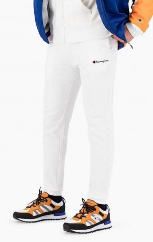 Champion Cuffed Script Logo Joggers Joggingbukser Herre Hvide | 8154-DNAWT