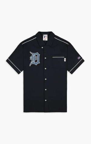 Champion Detroit MLB Kort Sleeved Shirt T Shirts Herre Sort | 0951-IXCUY