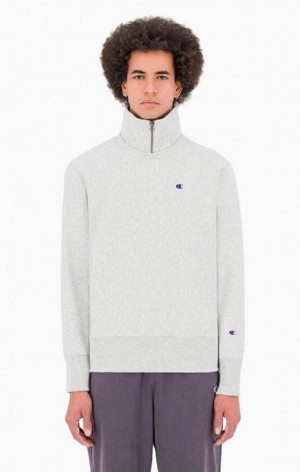 Champion Double Layer Reverse Weave Sweatshirt Sweatshirts Herre Lysegrå | 9386-GZJKU