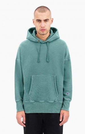 Champion Drop Shoulder Reverse Weave Hoodie Hættetrøje Herre Grøn | 9604-ECFUD