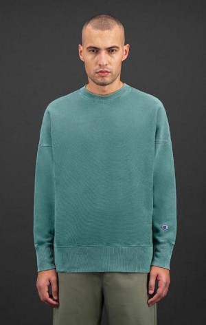 Champion Drop Shoulder Reverse Weave Sweatshirt Sweatshirts Herre Grøn | 2683-ABWVM