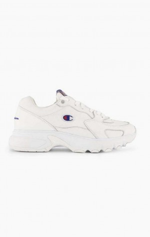 Champion Embroidered Logo Læder Trainers Sportssko Dame Hvide | 0234-BTGJR