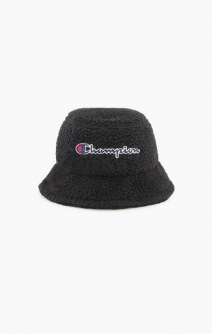 Champion Embroidered Script Logo Bucket Hat Hatte Dame Sort | 9254-ZBUPV