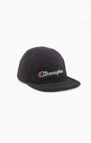 Champion Embroidered Script logo Teddy Baseball Cap Hatte Herre Sort | 3845-KTXDW