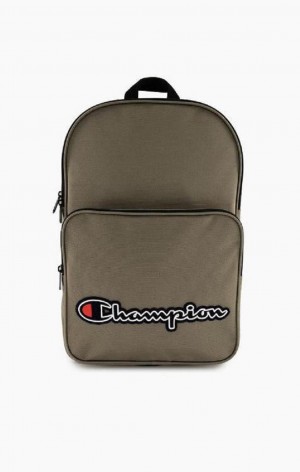 Champion Felt Script Logo Air Mesh Backpack Tasker Dame Brune | 7842-VLGIX