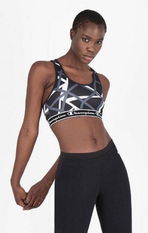 Champion Geometric Print Sports Bra Sports BH Dame Sort | 3467-IWREY