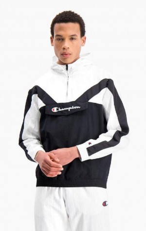 Champion Half Zip-Up Colour Block Hætte Track Jacket Hættetrøje Herre Sort | 6519-QKPIF