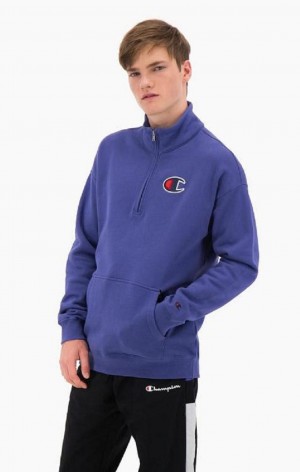 Champion Half Zip-Up Ruskind C Sweatshirt Sweatshirts Herre Gul | 8069-SMEXI