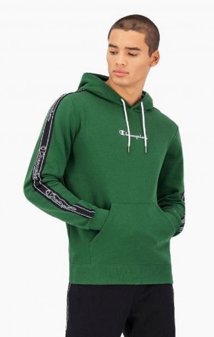 Champion Jacquard Logo Tape Hoodie Hættetrøje Herre Lysegrøn | 7054-AZNPK