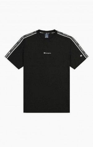 Champion Jacquard Logo Tape T-Shirt T Shirts Herre Sort | 0639-BGLRU