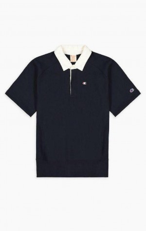 Champion Kort Sleeve Reverse Weave Polo Sweatshirt Sweatshirts Herre Sort | 6725-NROZE