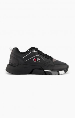 Champion Lander Læder Trainers Sportssko Herre Sort | 6374-AIKNF