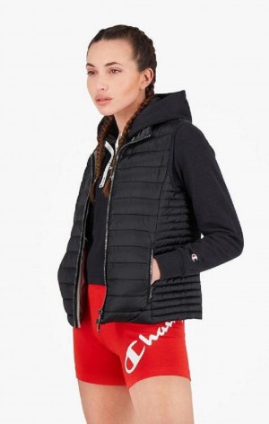 Champion Lette Polstret Gilet Jakker Dame Sort | 9812-FUJHR