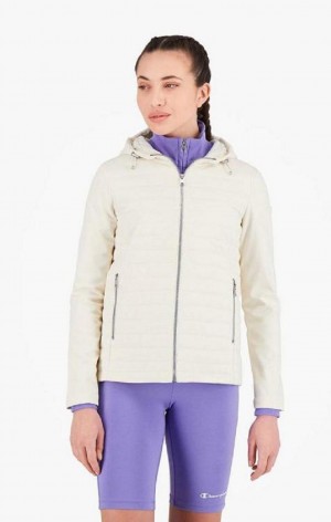 Champion Lette Polstret Hætte Jacket Jakker Dame Hvide | 1839-YSPVU