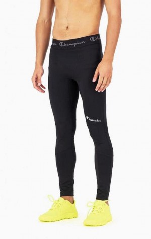 Champion Logo Tape Stretch Leggings Joggingbukser Herre Sort | 0457-TURMD