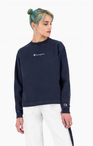 Champion Long Sleeve Bomulds Fleece T-Shirt T Shirts Dame Mørketurkis | 0954-MVAWH