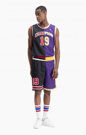 Champion NBMIX Patchwork 'Champion 19' Basketball Shorts Shorts Herre Sort Lilla | 5740-JKRBA