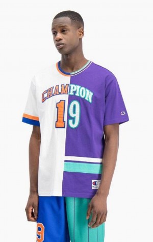 Champion NBMIX Patchwork 'Champion 19' Basketball T Shirts Herre Hvide Lilla | 6312-HRNAK