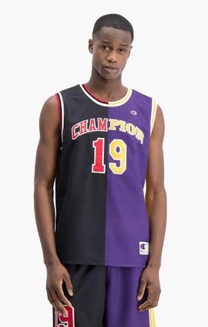 Champion NBMIX Patchwork 'Champion 19' Basketball T Shirts Herre Sort Lilla | 2958-ETDBG