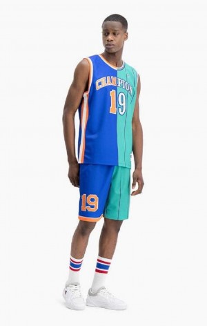 Champion NBMIX Patchwork 'Champion 19' Basketball T Shirts Herre Blå | 9853-VINEZ