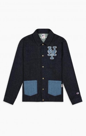 Champion New York MLB Denim Coach Jacket Jakker Herre Mørkeblå | 1537-GNRLB