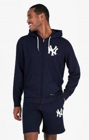 Champion New York MLB Hoodie Hættetrøje Herre Mørkeblå | 4735-NYDAJ