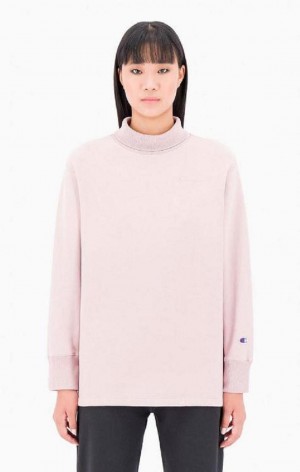 Champion Ombré Wash High Neck Sweatshirt Sweatshirts Dame Lyserød | 8162-BTGLP