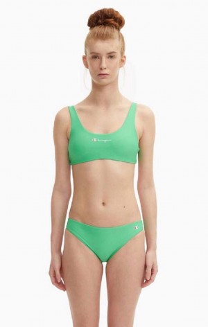 Champion Reversible Script Logo Bikini Top Badetøj Dame Lysegrøn | 8390-OYRNI