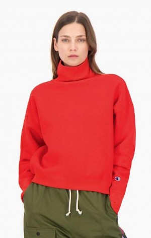 Champion Roll Neck Reverse Weave Sweatshirt Sweatshirts Dame Sort | 7023-RZTSL