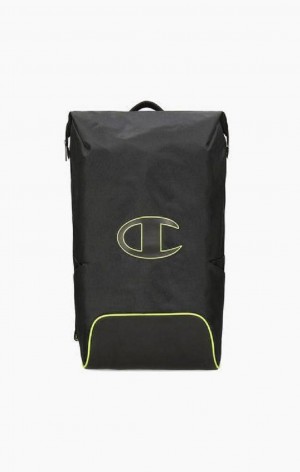 Champion Roll Top Neon Outline C Logo Backpack Tasker Herre Sort | 7546-MKGSN