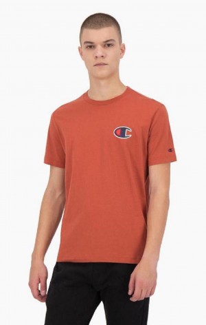 Champion Ruskind C Logo Crew Neck T-Shirt T Shirts Herre Orange | 4302-ROXZP