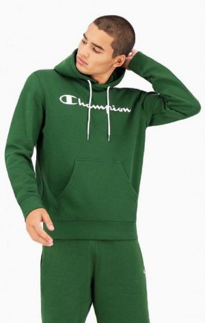 Champion Script Logo Fleece Hoodie Hættetrøje Herre Lysegrøn | 5361-JTWSP