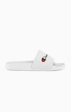 Champion Script Logo Pool Slides Badesandaler Dame Hvide | 1634-PVIOT