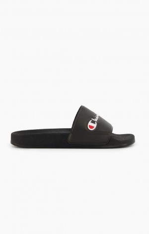 Champion Script Logo Pool Slides Badesandaler Dame Sort | 7480-CLBKH