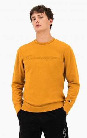 Champion Script Logo Reverse Weave Sweatshirt Sweatshirts Herre Orange | 3108-HFCZW