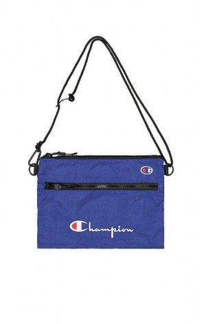 Champion Script Logo Shoulder Bag Tasker Herre Blå | 4982-ACPNX