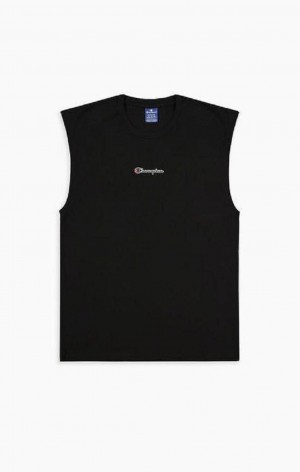 Champion Script Logo Top T Shirts Herre Sort | 7068-FVXAE